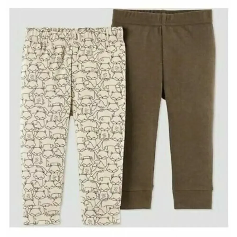 Carters‎ Just One You Baby Boys 2Pk Pants Brown Tan Fox - Newborn $15